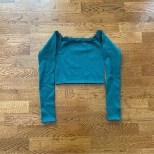 Urban Outfitters Out From Under Melani Seamless Lace-Trim Top teal green